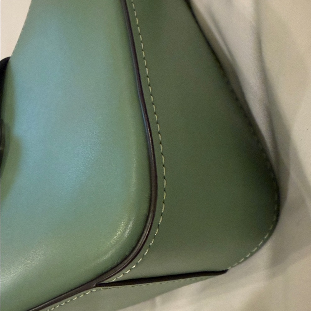 Coach Green Leather Eliza Shoulder Bag with Silver-Tone Clasp - Picture 6 of 10